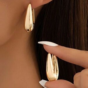 Chunky Gold Teardrop Huggie Earrings